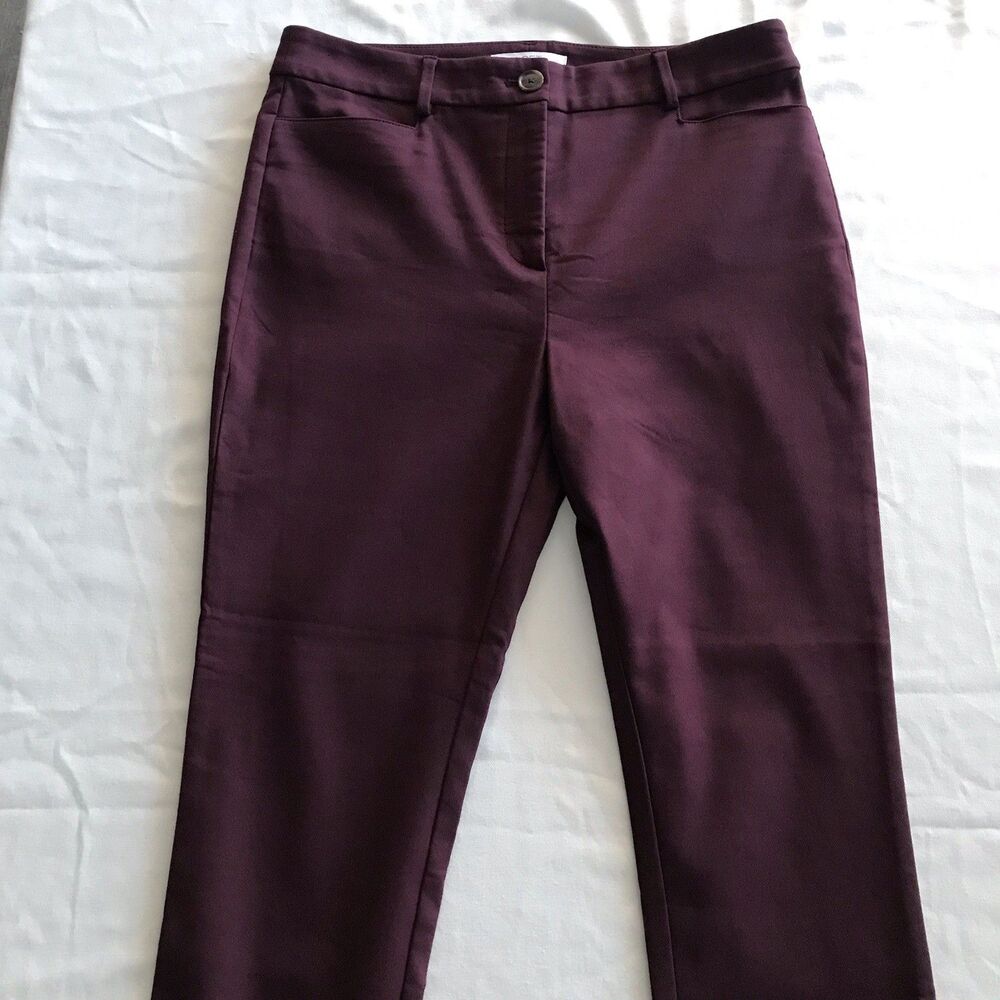 LOFT Purple Plum Sutton Skinny Stretch Cotton Career Dress Pants Womens 10 - Picture 3 of 10